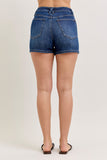 JUDY BLUE HIGH WAIST TUMMY CONTROL SLIM SHORTS - MEDIUM STONE