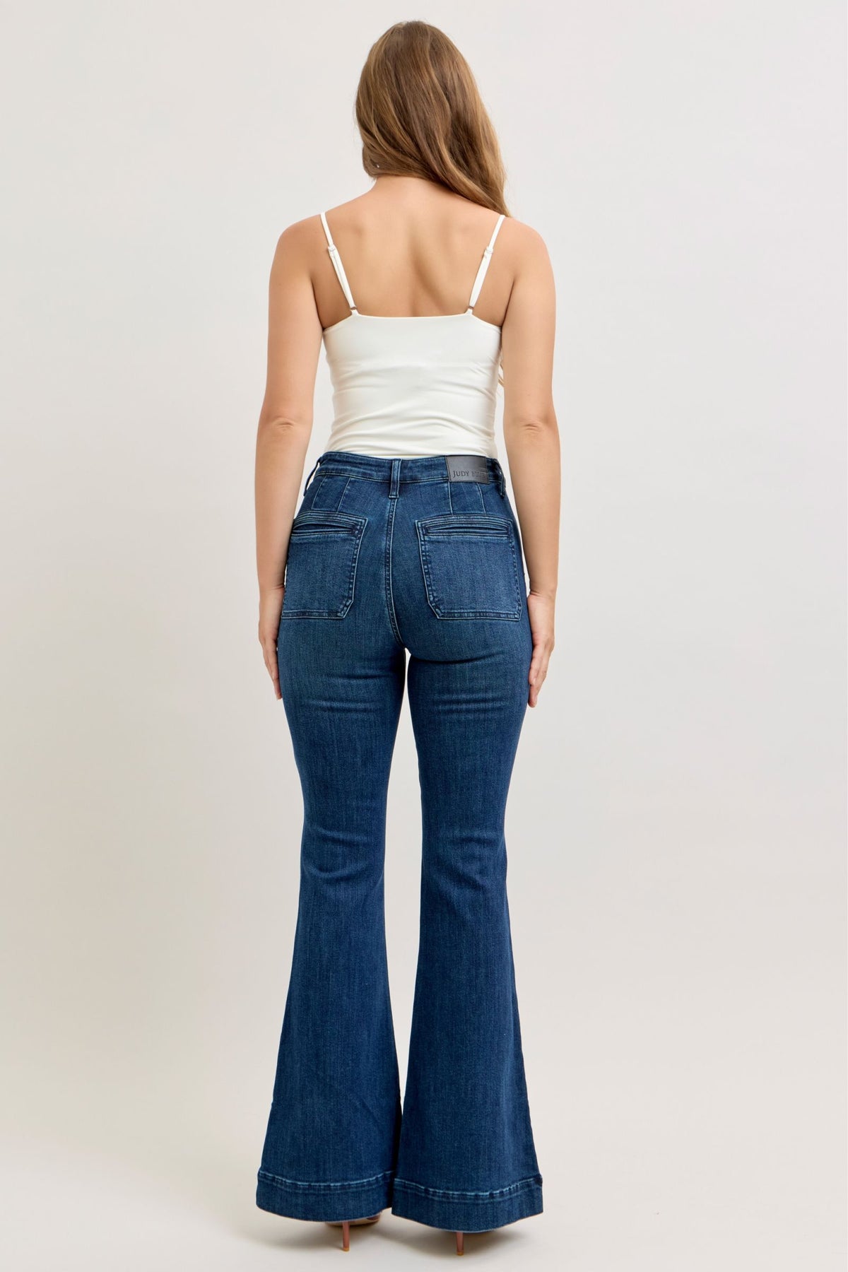 JUDY BLUE HIGH WAIST FLARE VINTAGE POCKET - DARK STONE
