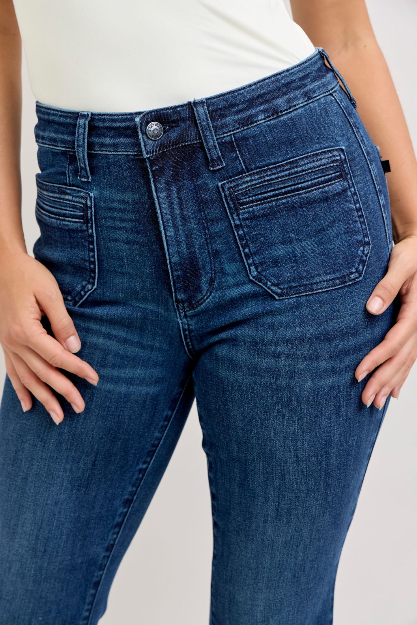 JUDY BLUE HIGH WAIST FLARE VINTAGE POCKET - DARK STONE