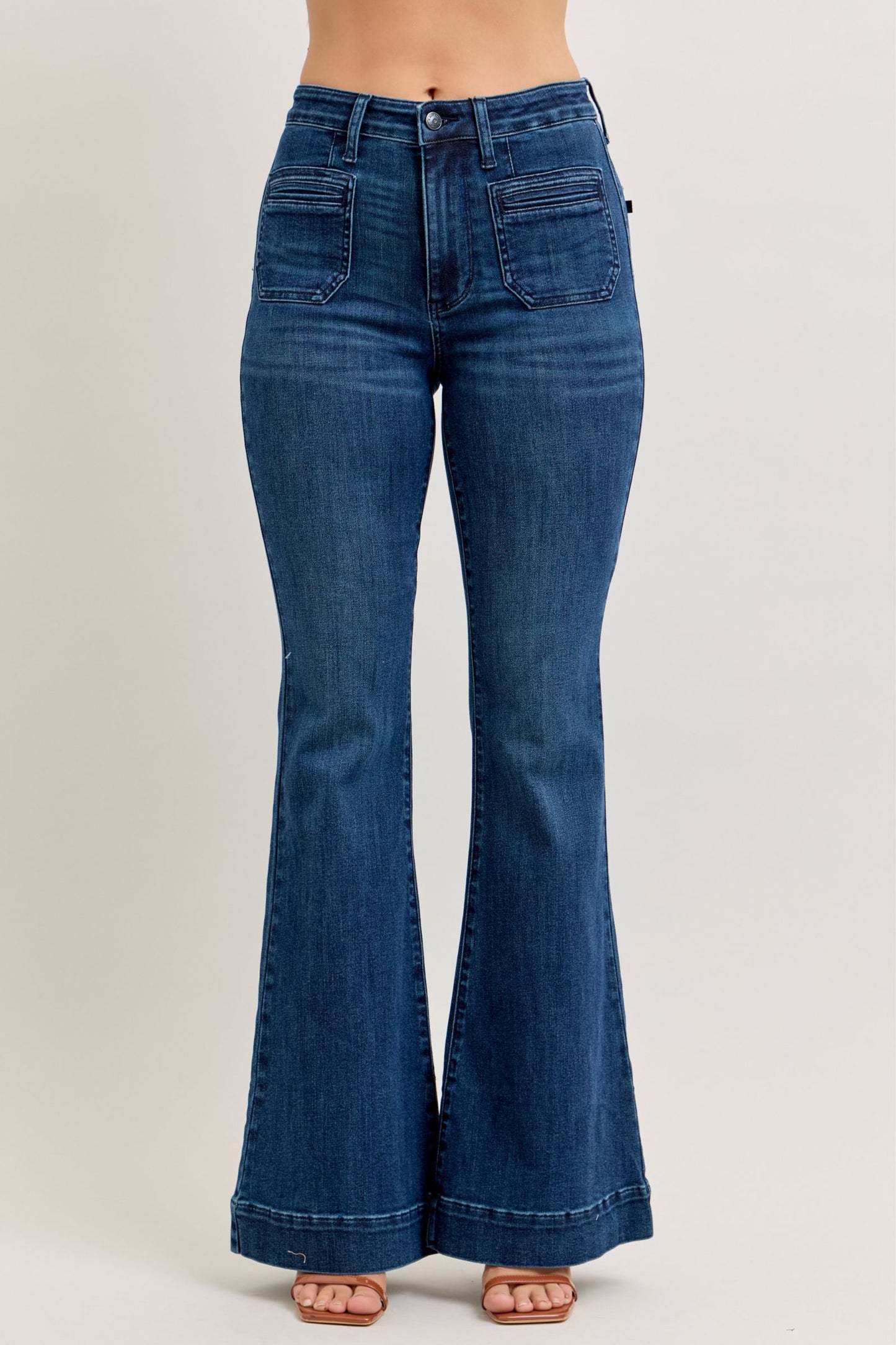 JUDY BLUE HIGH WAIST FLARE VINTAGE POCKET - DARK STONE