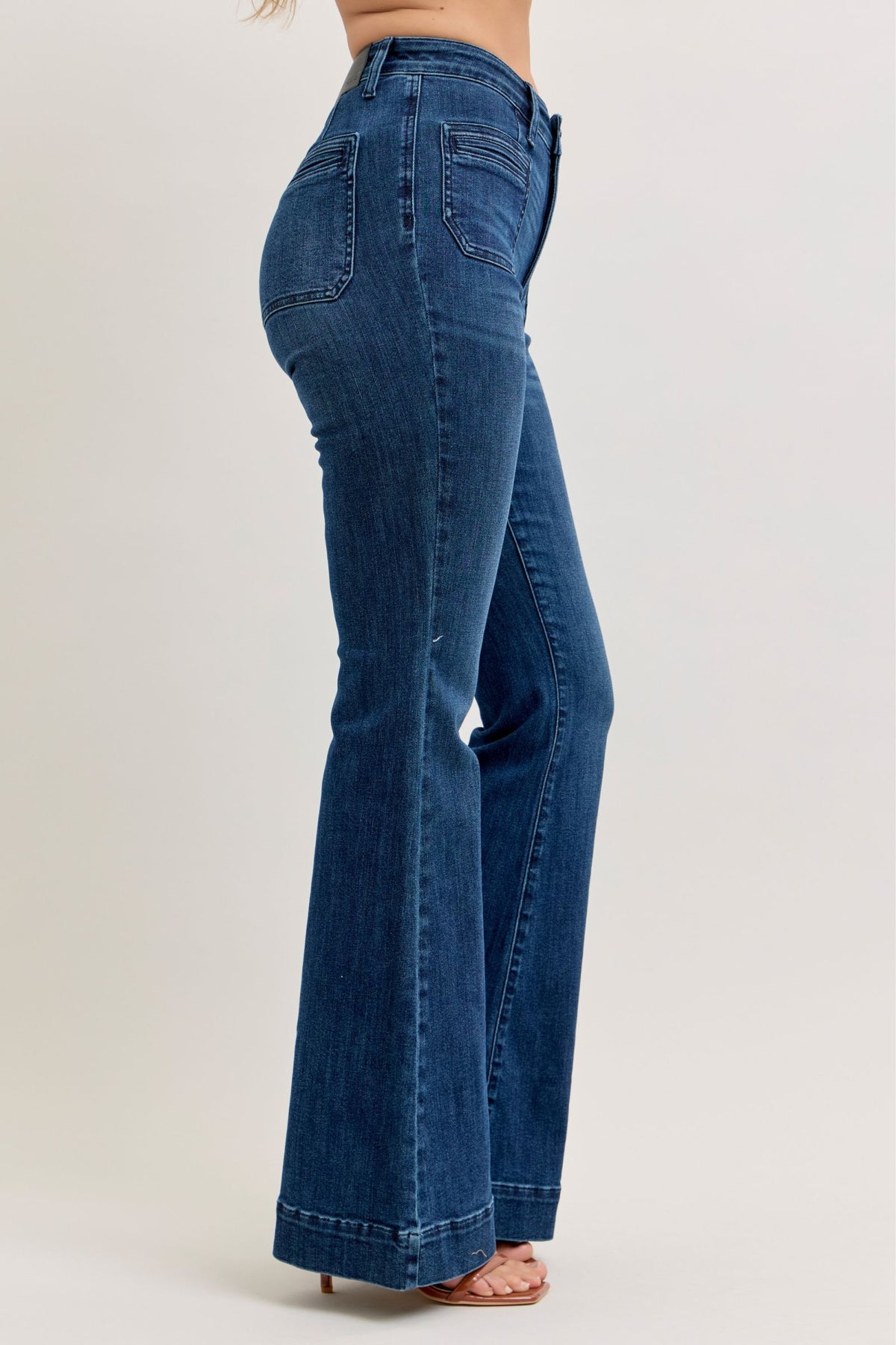 JUDY BLUE HIGH WAIST FLARE VINTAGE POCKET - DARK STONE