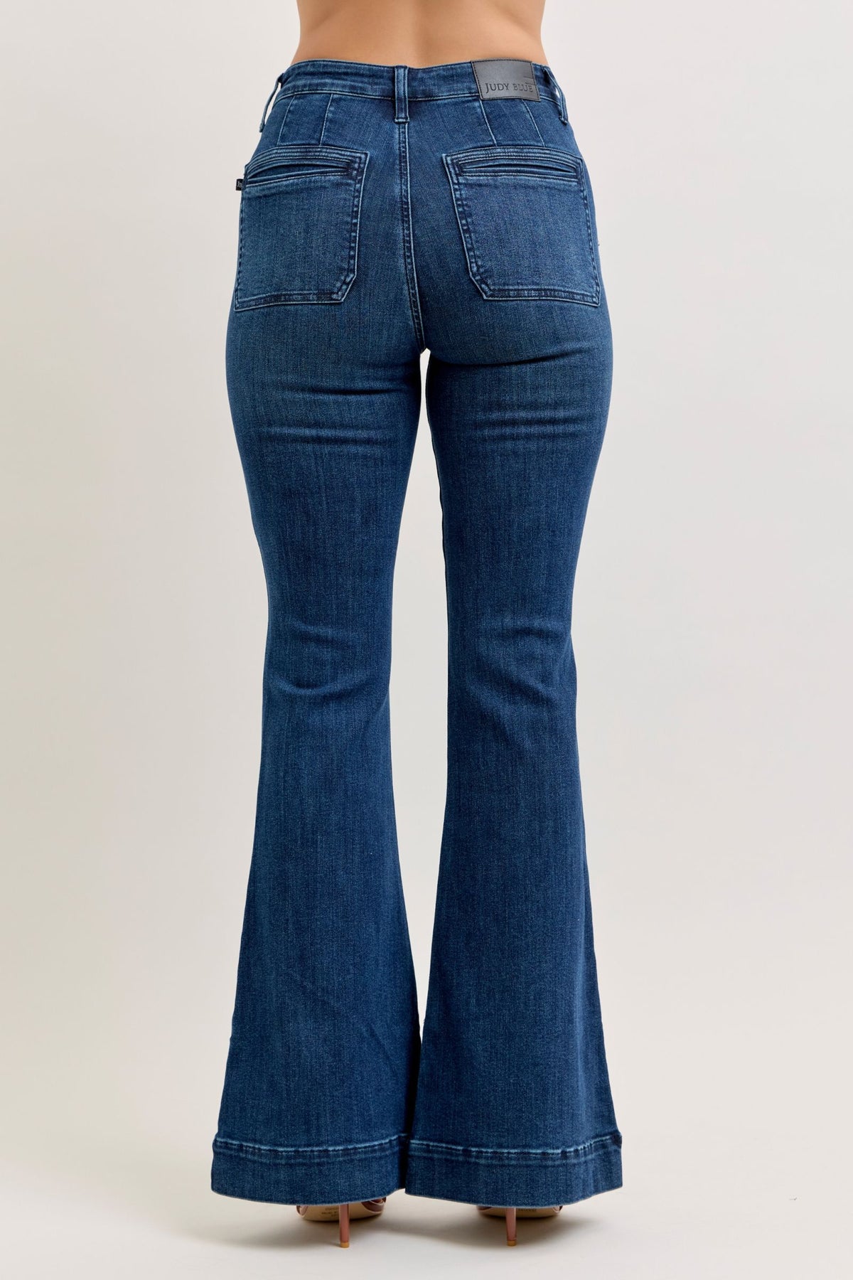 JUDY BLUE HIGH WAIST FLARE VINTAGE POCKET - DARK STONE