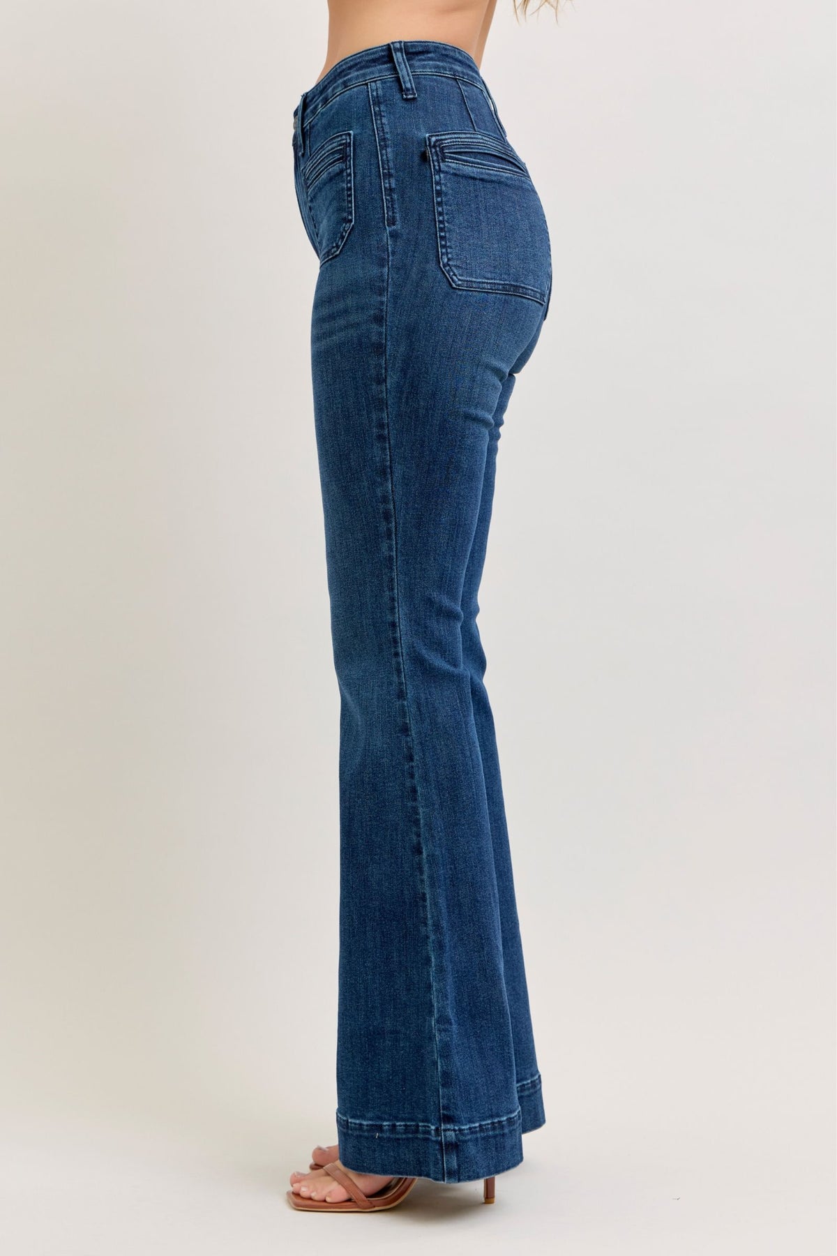 JUDY BLUE HIGH WAIST FLARE VINTAGE POCKET - DARK STONE