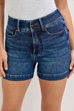 JUDY BLUE HIGH WAIST TUMMY CONTROL SLIM SHORTS - DARK STONE