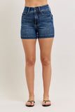 JUDY BLUE HIGH WAIST TUMMY CONTROL SLIM SHORTS - DARK STONE