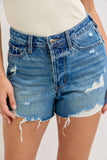 JUDY BLUE HIGH WAIST RIGID MAGIC CUT OFF SHORTS - MEDIUM STONE