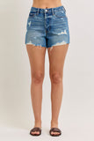 JUDY BLUE HIGH WAIST RIGID MAGIC CUT OFF SHORTS - MEDIUM STONE