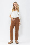 JUDY BLUE HIGH WAIST BROWN UTILITY SLIM FIT JEANS - BROWN