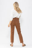 JUDY BLUE HIGH WAIST BROWN UTILITY SLIM FIT JEANS - BROWN