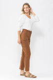 JUDY BLUE HIGH WAIST BROWN UTILITY SLIM FIT JEANS - BROWN