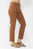 JUDY BLUE HIGH WAIST BROWN UTILITY SLIM FIT JEANS - BROWN