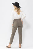 JUDY BLUE HIGH WAIST OLIVE UTILITY SLIM FIT JEANS - OLIVE