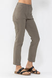 JUDY BLUE HIGH WAIST OLIVE UTILITY SLIM FIT JEANS - OLIVE