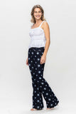 JUDY BLUE HIGH WAIST ALL OVER STAR PRINT RINSE WASH FLARE - DARK STONE