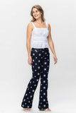 JUDY BLUE HIGH WAIST ALL OVER STAR PRINT RINSE WASH FLARE - DARK STONE