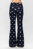 JUDY BLUE HIGH WAIST ALL OVER STAR PRINT RINSE WASH FLARE - DARK STONE