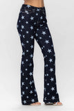 JUDY BLUE HIGH WAIST ALL OVER STAR PRINT RINSE WASH FLARE - DARK STONE