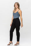 JUDY BLUE HIGH WAIST JET BLACK DOUBLE ROLL CUFF JOGGER