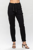 JUDY BLUE HIGH WAIST JET BLACK DOUBLE ROLL CUFF JOGGER