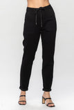 JUDY BLUE HIGH WAIST JET BLACK DOUBLE ROLL CUFF JOGGER