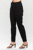 JUDY BLUE HIGH WAIST JET BLACK DOUBLE ROLL CUFF JOGGER