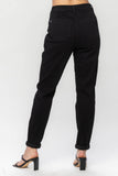 JUDY BLUE HIGH WAIST JET BLACK DOUBLE ROLL CUFF JOGGER - BLACK