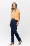 JUDY BLUE HIGH WAIST TUMMY CONTROL CLASSIC STRAIGHT JEANS - DARK STONE