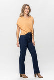 JUDY BLUE HIGH WAIST TUMMY CONTROL CLASSIC STRAIGHT JEANS - DARK STONE