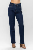 JUDY BLUE HIGH WAIST TUMMY CONTROL CLASSIC STRAIGHT JEANS - DARK STONE