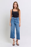 JUDY BLUE HIGH WAIST TUMMY CONTROL RELEASE HEM CROP WIDE JEAN