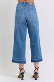 JUDY BLUE HIGH WAIST TUMMY CONTROL RELEASE HEM CROP WIDE JEAN