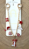 Game Day Bag Charm Boot Bow -  Burgundy and White