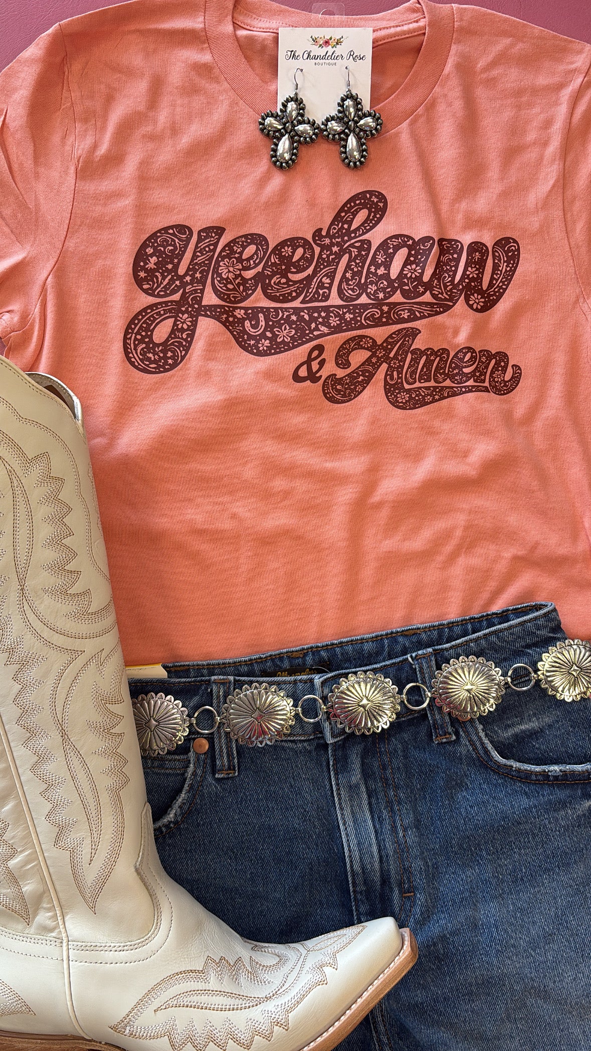 YEEHAW AND AMEN TEE - SUNSET