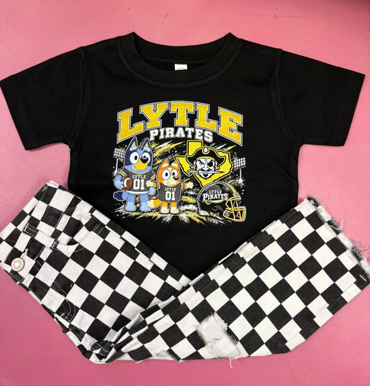 TODDLER & YOUTH BLUEY LYTLE PIRATES  TEE - BLACK