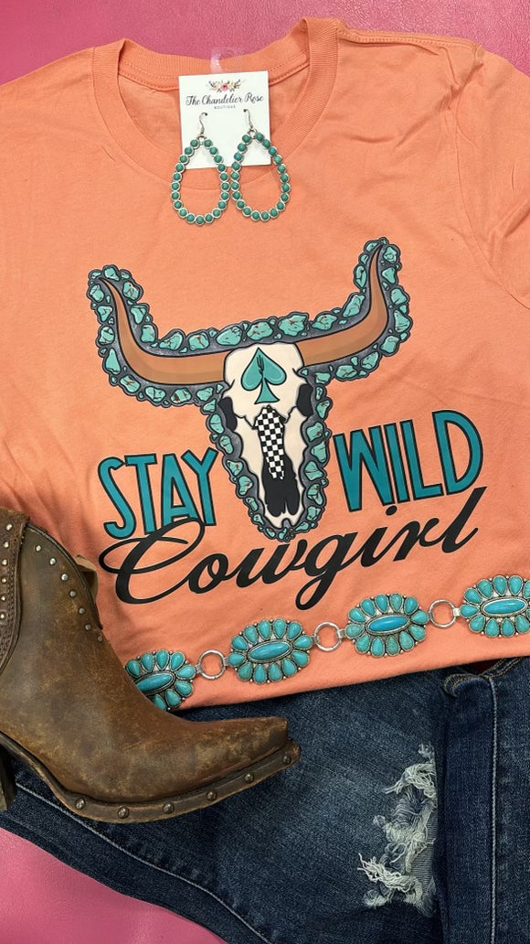 STAY WILD COWGIRL TEE - SUNSET