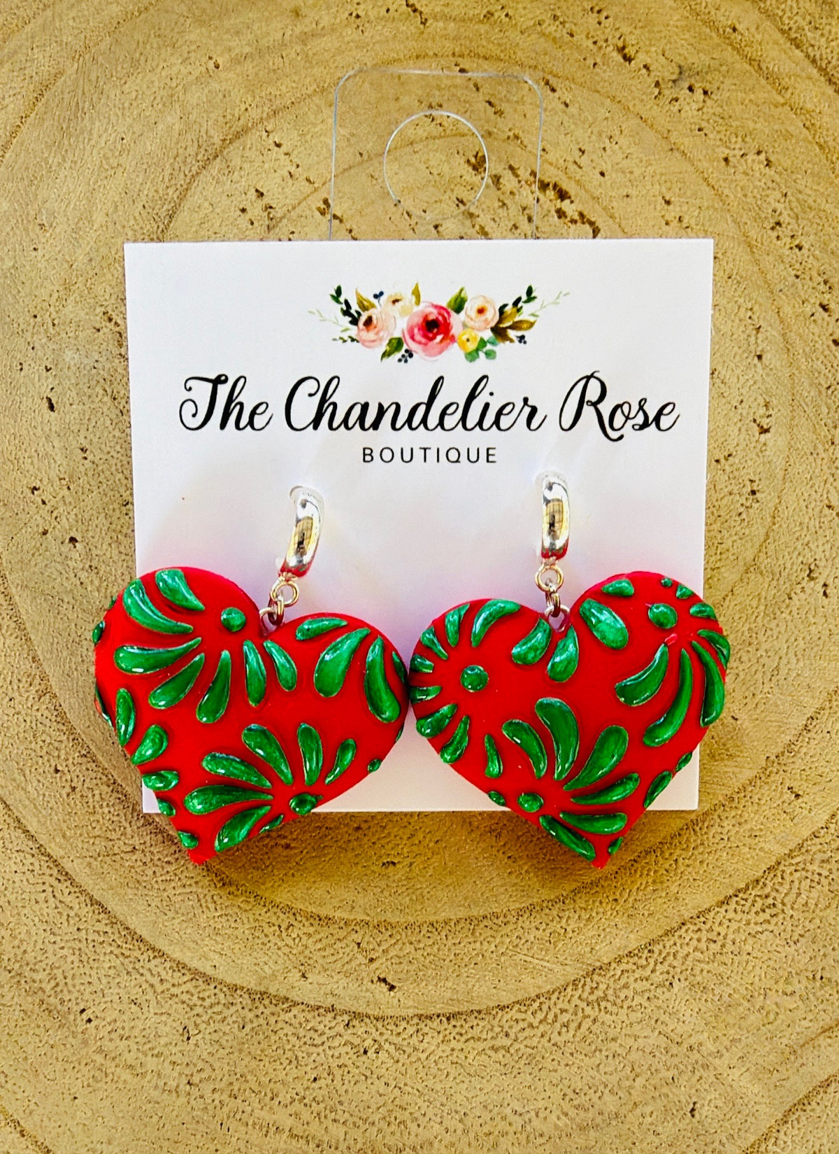 Red & Green Heart Earrings