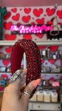 TRENDY RHINESTONE THICK HEADBAND - BURGUNDY