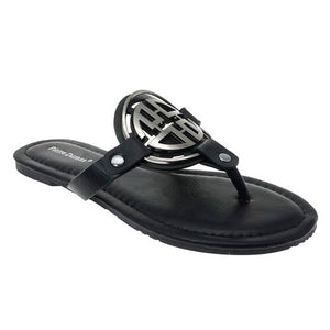THONG SANDAL WITH CUT OUT DESIGN - BLACK