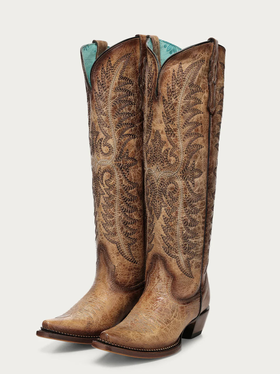 CORRAL WOMEN'S SAND EMBROIDERY & METALLIC WELT TALL TOP WESTERN BOOT - A5009