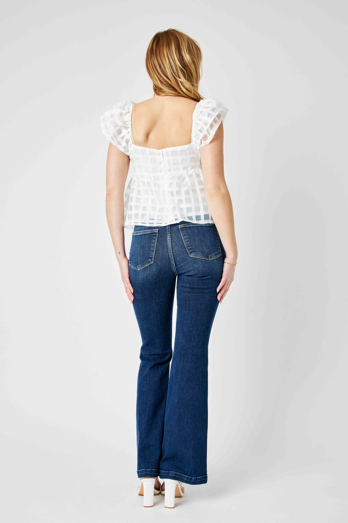 JUDY BLUE HIGH WAIST ANGLED SIDE SEAM DETAIL FLARE - DARK STONE