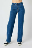 JUDY BLUE HIGH WAIST VINTAGE WIDE JEANS - MEDIUM STONE