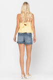 JUDY BLUE MID RISE 1" HEM CUFFED SHORTS - MEDIUM STONE