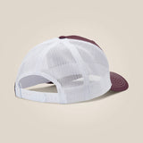 ARIAT MENS STACKED LOGO TRUCKER CAP - BURGUNDY AND WHITE