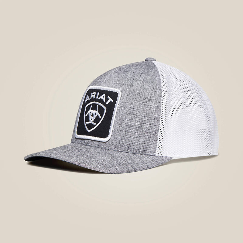 ARIAT MENS SNAP BACK FLEX FIT 110 LARGE PATCH LOGO GREY