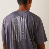 ARIAT MENS CHARGER VERTICAL FLAG TEE - GRAYSTONE