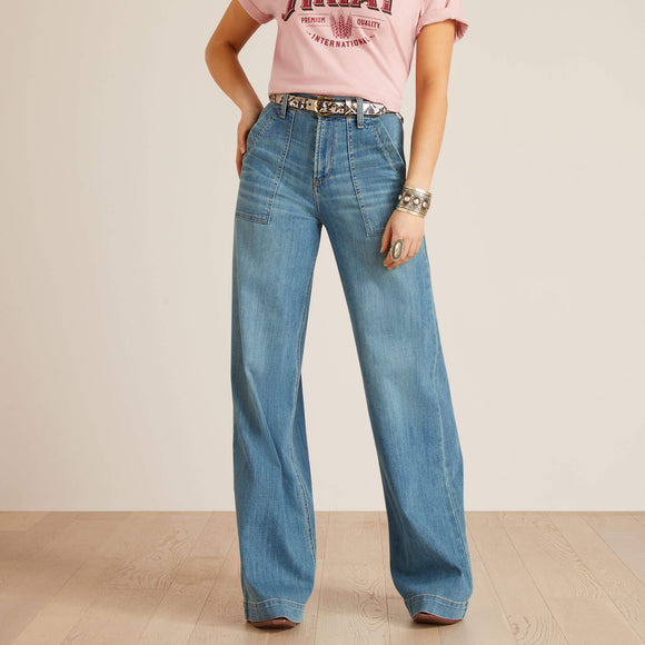 ARIAT WOMEN'S ULTRA HIGH RISE JAZMINE WIDE LEG DELAWARE JEAN - IRVINE