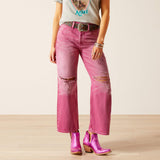 ARIAT WOMEN'S ULTRA HIGH RISE TOMBOY WIDE CROP PINK JEAN