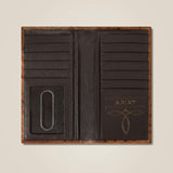 ARIAT RODEO WALLET OSTRICH FLORAR EMBOSSED BROWN