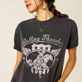 ARIAT WOMEN'S ROLLING THUNDER GRAPHIC TEE - BLACK ACID WASH