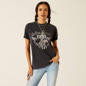 ARIAT WOMEN'S ROLLING THUNDER GRAPHIC TEE - BLACK ACID WASH